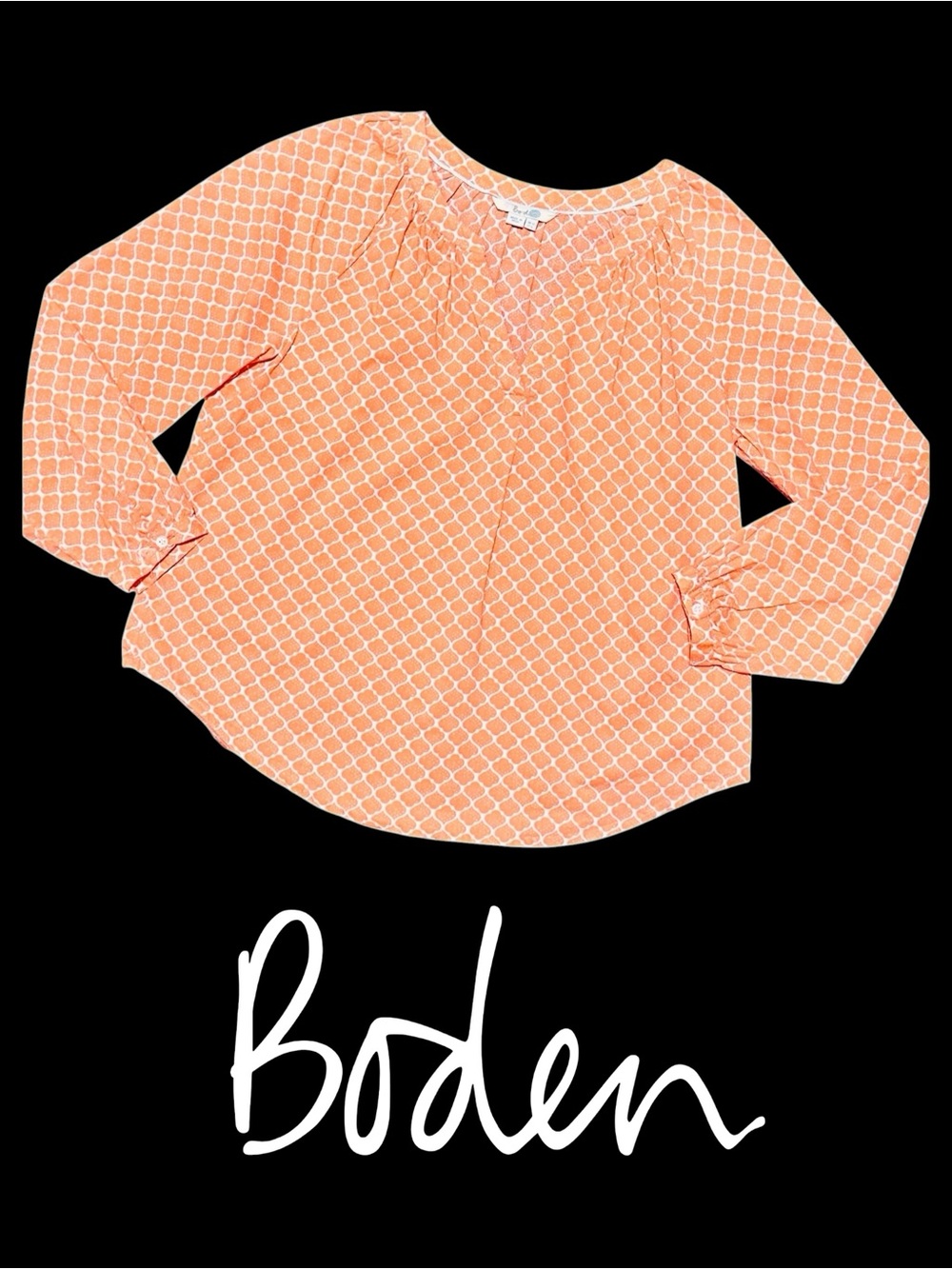 Boden • Tangerine Geometric Medallion Top || Size 8